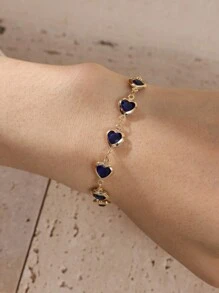 1 件心形手链，带彩色水钻珠子，小清新风格（无盒子）情人节、妈妈、母亲、母亲节、礼物 - 愛心手鍊 - 查看 3