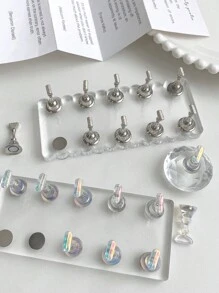 Soporte para práctica de arte de uñas con punta larga de acrílico y cristales, decoración de uñas vintage de flores de resina y cristal, uso en casa y salón, adecuado para madres, hermanas, esposas, amantes, bodas