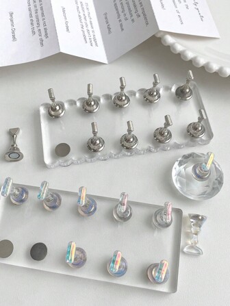 亚克力水钻长指甲练习尖头支架，树脂水晶珠复古花朵激光指甲装饰，DIY 家庭和沙龙使用，适合母亲、姐妹、妻子、情人、婚礼