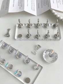 Soporte para práctica de arte de uñas con punta larga de acrílico y cristales, decoración de uñas vintage de flores de resina y cristal, uso en casa y salón, adecuado para madres, hermanas, esposas, amantes, bodas