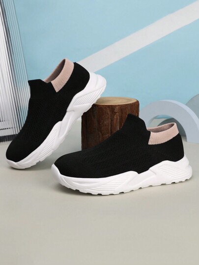 1pair Lightweight Casual Sports Sneakers For Teens Boys & Girls, Slip-On Sock Shoes