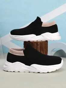 1pair Lightweight Casual Sports Sneakers For Teens Boys & Girls, Slip-On Sock Shoes