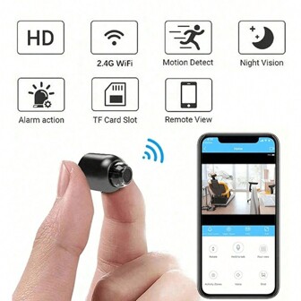 Mini Wifi Camera Hd Night Vision, Motion Detection, Remote Monitoring, 140° Wide Angle, Micro Diy Setup, Night Vision (Without Visible Light)