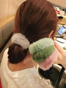 10pcs Women's Random Color Cute Plush Scrunchie Pink Purple Blue Green Multi-Color Autumn And Winter All-Match Hair Ties Suitable For Women To Tie Double Ponytails Elastic Band Elegant Warm Breathable High Ponytail Hair Tie Ponytail Braid Imitation Rabbit Fur Rubber Band Hair Accessories Headdress,Hair Elastics,Hair Rope Ponytail Holders, Hair Bobbles Head Accessories