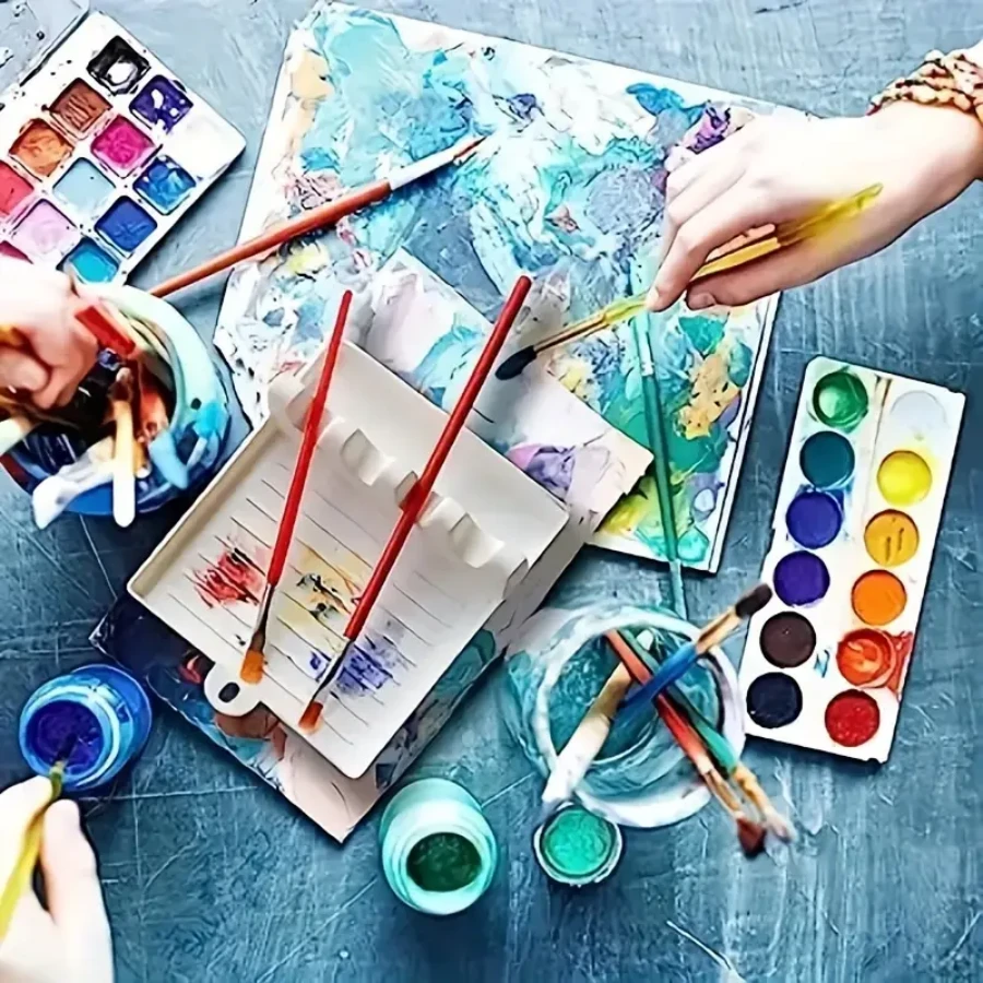 Kit de peinture aquarelle – 12 cahiers d'exercices adaptés aux débutants avec pinceau – Kit complet de fournitures de peinture pour enfants et adultes – Parfait pour l'apprentissage et l'expression