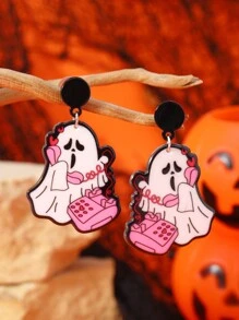 1 Pair Cute Ghost Series Earrings Suitable For Women To Wear For Halloween