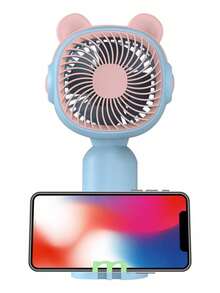 TecnoPlus Mouse Ear Fan Portable Handheld Fan Cute Electric Fan Power Bank Summer Cooling Outdoor Desk With LED Light USB Charging Fan Small Personal Portable Fan - 粉色 - 查看 3