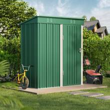 Metal Garden Tool Shed 180 X 162 X 95 Cm, Galvanized Steel Tool Shed, Outdoor Storage Shed, Garden House For Backyard, Patio, Lawn - màu xanh lá - Xem 3