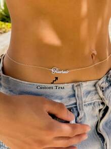 Customized Women's Stainless Steel Name Waist Chain, Sexy Waist Chain, Personalized Body Chain Jewelry, Bikini Beach Accessory