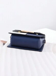 Túi vuông nắp gập màu khối chống thấm nước, nhẹ, phong cách công sở, quà tặng Ngày của Mẹ cho mẹ, cho các bé gái tuổi teen, sinh viên đại học, tân binh và nhân viên văn phòng, hoàn hảo cho văn phòng, trường đại học, công việc, kinh doanh, đi làm - Màu xanh lam - Xem 5