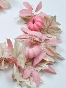 170CM/66.93inch Artificial White Maple Leaf Pink Pumpkin Vine For Thanksgiving Decoration Cute Autumn Pumpkin Vine Wedding Home Decoration