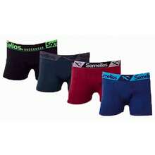 Kit 4 Children's Boxer Briefs Plain Microfiber Somellos - Nhiều màu - Xem 3