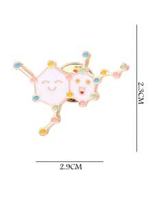 3pcs Chemical Molecular Shape Brooch, Cute Cartoon Style, Teacher Gift, Student Accessories, Unique Metal Creative Pin Badge