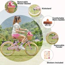 Glerc Bicicleta para niñas con cesta para niños de 2 a 12 años, 12, 14, 16, 20 pulgadas, con campana y ruedas de entrenamiento, varios colores - Rosa - Ver 5