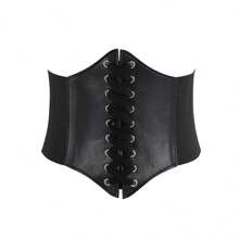 حزام خصر مرن للنساء، تصميم عملي متعدد الاستخدامات مناسب لفساتين القميص، حزام تنحيف الخصر للنساء مناسب للاستخدام في جميع المواسم، ملحقات حزام كورسيه للنساء للارتداء الغربي والكاوبوي والريفي، حزام أسود كلاسيكي للنساء لتنحيف الخصر والتحكم في البطن