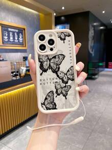 1 chiếc ốp lưng điện thoại thiết kế chữ bướm tối giản màu be chống trầy xước bảo vệ ống kính camera, tương thích với Apple/Redmi/Infinix/Vivo/OPPO/MOTO, phiên bản quốc tế, không phải phiên bản nội địa. - Màu be - Xem 3
