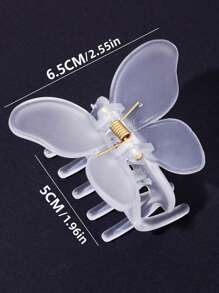 Garra de pelo con diseño de mariposa - Gris - Ver 9