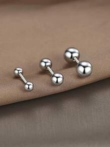 6 件极简主义 18K 电镀钛钢球耳骨钉、金豆软骨穿孔耳环、金色、银色、枪黑色螺丝双头耳环、耳屏耳环、杠铃耳环、男士耳廓耳环、小睡耳环、防过敏耳环