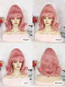 Halloween Classic Flip Out Wavy Wigs, Retro Bouffant Beehive Wig With Bangs, Medium Long Fluffy Wavy Wigs, 50s 60s 70s 80s Vintage Costume Wigs, Funny Updo Bun Hair With Fashion Fringe Wigs For Women, Loose Wave Heat Resistant Synthetic Wig, Ginger Pink Natural Color Wig For Daily Party Costume Cosplay Wig, Charming Elegant Women's Shoulder Length Bob Wig For Holiday Thanksgiving Day Birthday Gift For Christmas Decorations & 1pc Wig Cap