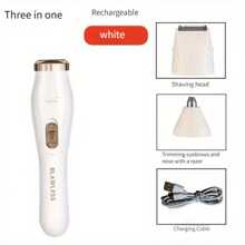Kit eléctrico de eliminación de vello 3 en 1 para mujeres - Recargable por USB, Afeitadora facial, Cortapelos de nariz, Depiladora corporal completa, Regalo para mujeres, Eliminación de vello facial, Cortapelos, Cortapelos, Accesorios de barbería, Corte de cabello, Bolsa, Organizador, Almacenamiento, Accesorios para el cabello