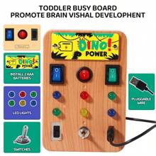 1 Stück Montessori Busy Board mit LED-Beleuchtung, Schalter und Schraubendreherwerkzeugen - Reiseaktivität und Lernspielzeug zur Verbesserung der Feinmotorik