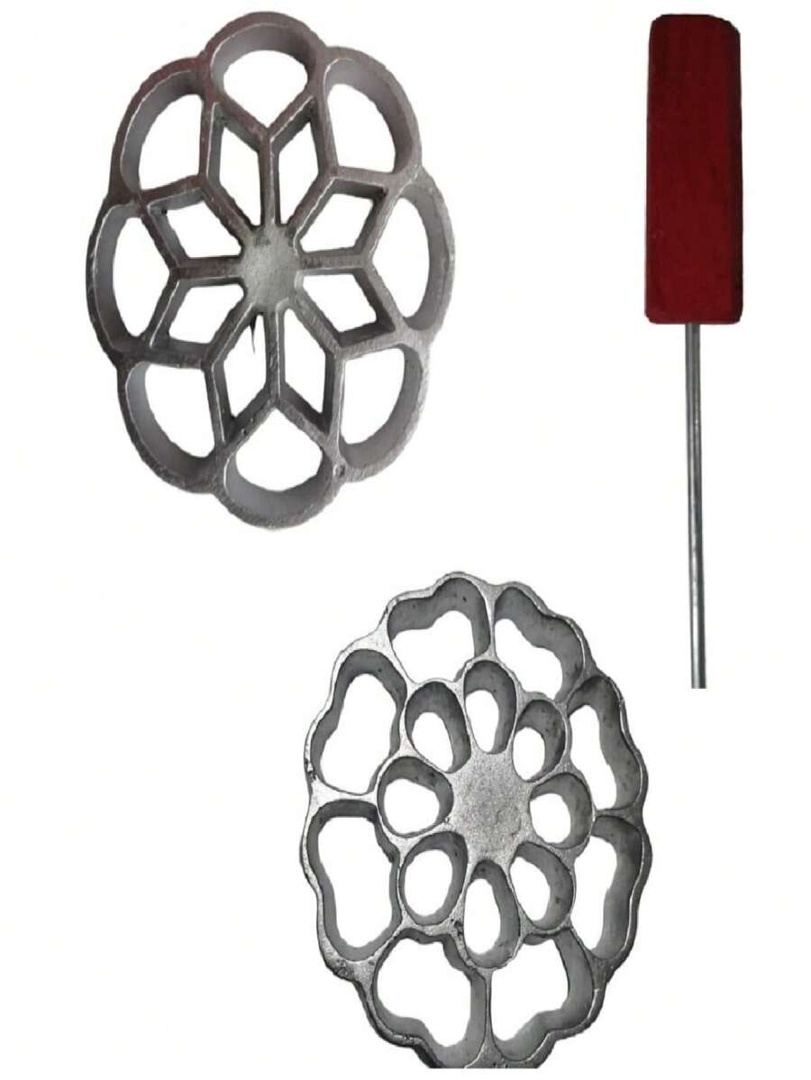 PAR DE MOLDES GRANDES PARA BUÑUELOS DE VIENTO - Plateado - Ver 1