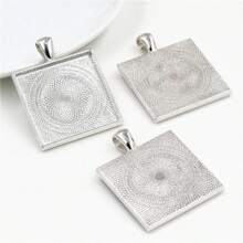 4pcs Square Pendant Blank Cabochon Base Setting Fits 25mm Zinc Alloy Bezel Tray DIY Jewelry Making Accessories Findings