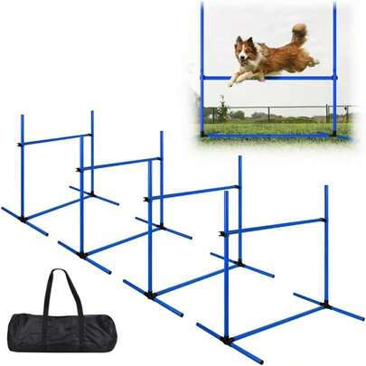YUENFONG Dog Agility Set Set di Ostacoli con 4 Ostacoli, Set da Allenamento con Barre da Slalom Regolabili in Altezza con Borsa per il Trasporto, per