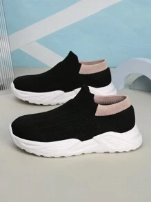 1pair Lightweight Casual Sports Sneakers For Teens Boys & Girls, Slip-On Sock Shoes