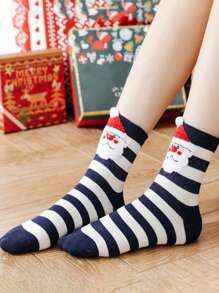 10 双各式女士圣诞袜，舒适透气中筒袜 - 彩色 - 查看 5