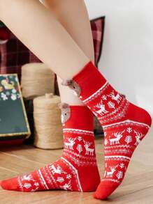 10 双各式女士圣诞袜，舒适透气中筒袜 - 彩色 - 查看 4