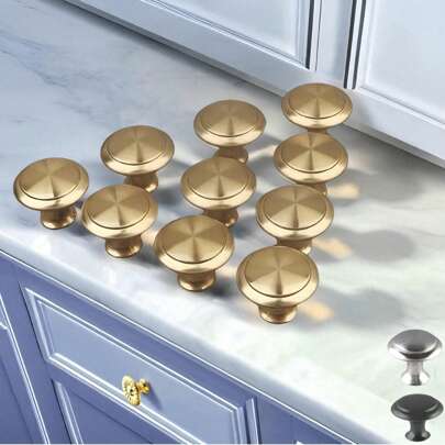 Pack Of 20 Gold Minimalist Single Hole Cabinet Drawer Pull Handle, Round Furniture Knob For Cabinet & Wardrobe Doors Drawer Knobs, Highly Attractive Cabinet Knob Pull Minimalist Handle , Stainless Steel Kitchen Cabinet Vintage Handle, Cabinet Bathroom Modern Door Handle,Kitchen Creative Drawer Furniture Hardware