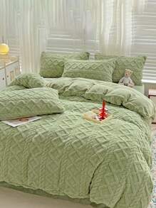 3 件套抹茶绿天鹅绒水晶柔软亲肤羽绒被套，适用于卧室、客房 - 綠色 - 查看 7