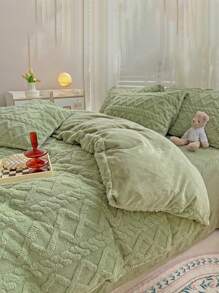 3 件套抹茶绿天鹅绒水晶柔软亲肤羽绒被套，适用于卧室、客房 - 綠色 - 查看 8