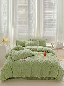 3 件套抹茶绿天鹅绒水晶柔软亲肤羽绒被套，适用于卧室、客房 - 綠色 - 查看 6