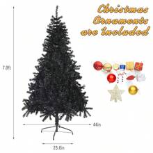 CHENGTUO Black Christmas Tree 8FT Halloween Artificial Tree With Decorations And Metal Stand 1500 PVC Branch Tips For Holiday Carnival Party - Black - View 2