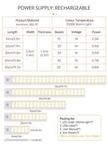 1 Pack Wireless LED Motion Sensor Rechargeable Magnetic Under Cabinet Lights, 2 Mode Aluminium Closet Strip Lights Indoor, Wall Lights, Silvery, Warm Light 3500K