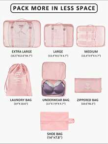 Bộ 6/7/8 túi đựng đồ du lịch di động - Sắp xếp quần áo, giày dép và đồ lót của bạn một cách dễ dàng - Hoàn hảo để đóng gói hành lý và vali Túi đựng đồ du lịch có in khẩu hiệu di động kèm giày dép, đồ vệ sinh cá nhân và túi giặt Đồ dùng học tập Đồ dùng học tập cho trường học cho sinh viên Trang trí phòng ký túc xá Trang trí phòng ngủ Đồ dùng ký túc xá thiết yếu cho học sinh Giáo viên Khối đóng gói Lưu trữ quần áo Bộ sắp xếp quần áo Bộ túi du lịch Bộ sắp xếp du lịch Đồ dùng du lịch thiết yếu - Hồng - Xem 5