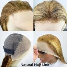 4/27 亮点 13x4 蕾丝前部真人发假发直发短波波头假发巴西处女预拔婴儿头发女士 150 密度 - 間色和鋼琴色 - 查看 9