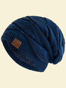 JZML 1pc Letter Decor Soft Knitted Ski Cap With Thermal Lined For Outdoor Halloween Beanie Fall Outfit - Mixed Color - F&S - View 16