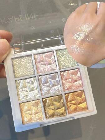 K'APEINE Paleta de sombras de ojos resaltadora de 9 tonos con diseño de copos de nieve de Capelle