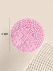 1pc Pink Circular Silicone Makeup Brush Cleaning Pad - Pink - View 2