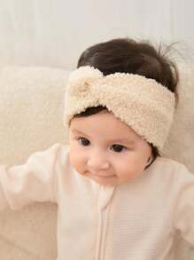 2 件婴幼儿儿童冬季柔软毛绒交叉发带套装，6-24 个月爱情人节 - 彩色 - 查看 2