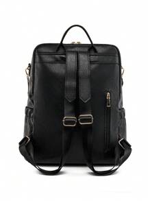 Women Backpacks School Travel Bag College Work Casual Elegant Bag Anti-Theft - 黑色 - 查看 4