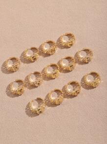 1 chiếc nhẫn thời trang thiết kế hình trái tim và chữ cái, thích hợp đeo hàng ngày cho nữ. - Vàng - Xem 3