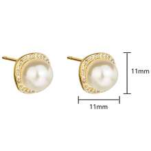 18K GOLD PLATED EARRING WITH ZIRCONIA STUDDED PEARL - Vàng - Xem 6