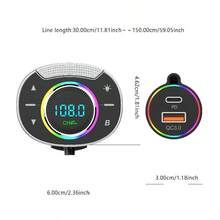 1 件无线 5.3FM 发射器，带双 USB 车载充电器、伸缩电缆、免提通话、支持 PD 和 QC 快速充电 - 黑色 - 查看 8