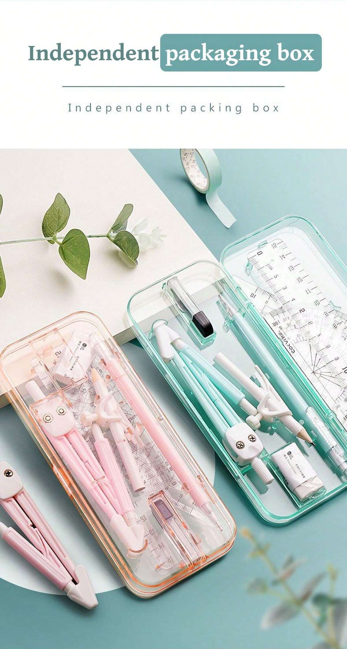 9 Pieces/Set Compasses And Ruler Set, HighLooking Triangle Plate