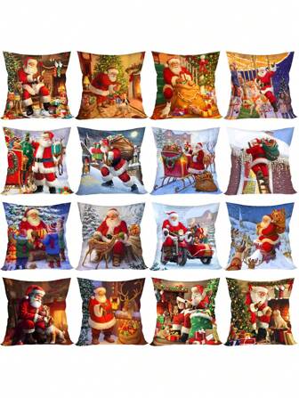 1 Stück 45*45cm Weihnachtskissenbezug, Santa Claus und Schneemann Design dekorativer Kissenbezug ohne Füllung, Weihnachtsdekoration für Zuhause 2024, Zimmer, Schlafzimmer, Sofa, Stuhl, Weihnachtsschmuck, frohes neues Jahr