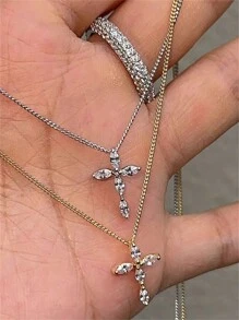 GAGAFEEL This Fashionable And Versatile High-End S925 Pure Silver Zirconia Cross Pendant Necklace Is Suitable For Women To Wear Daily And To Parties. - JWCN40015 - View 3